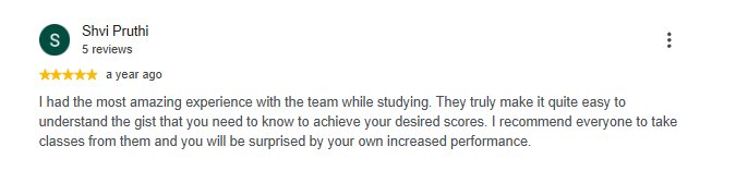 5-star Google review of PrepEve by Shvi Pruthi